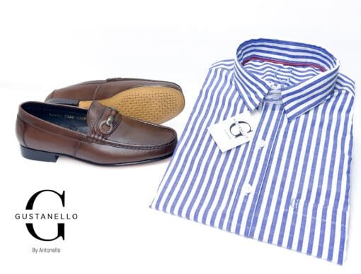 CAMISA MANGA CORTA GUSTANELLO AZUL - CASUAL - Imagen 3