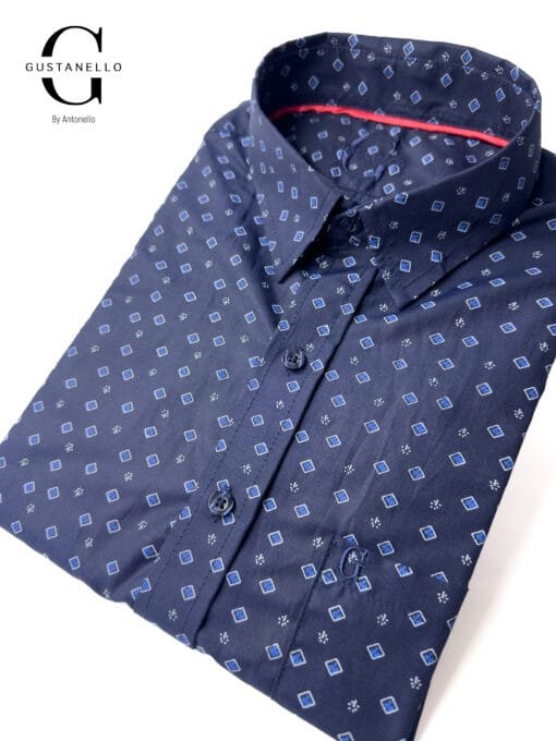 CAMISA MANGA CORTA GUSTANELLO AZUL OSCURO - CASUAL